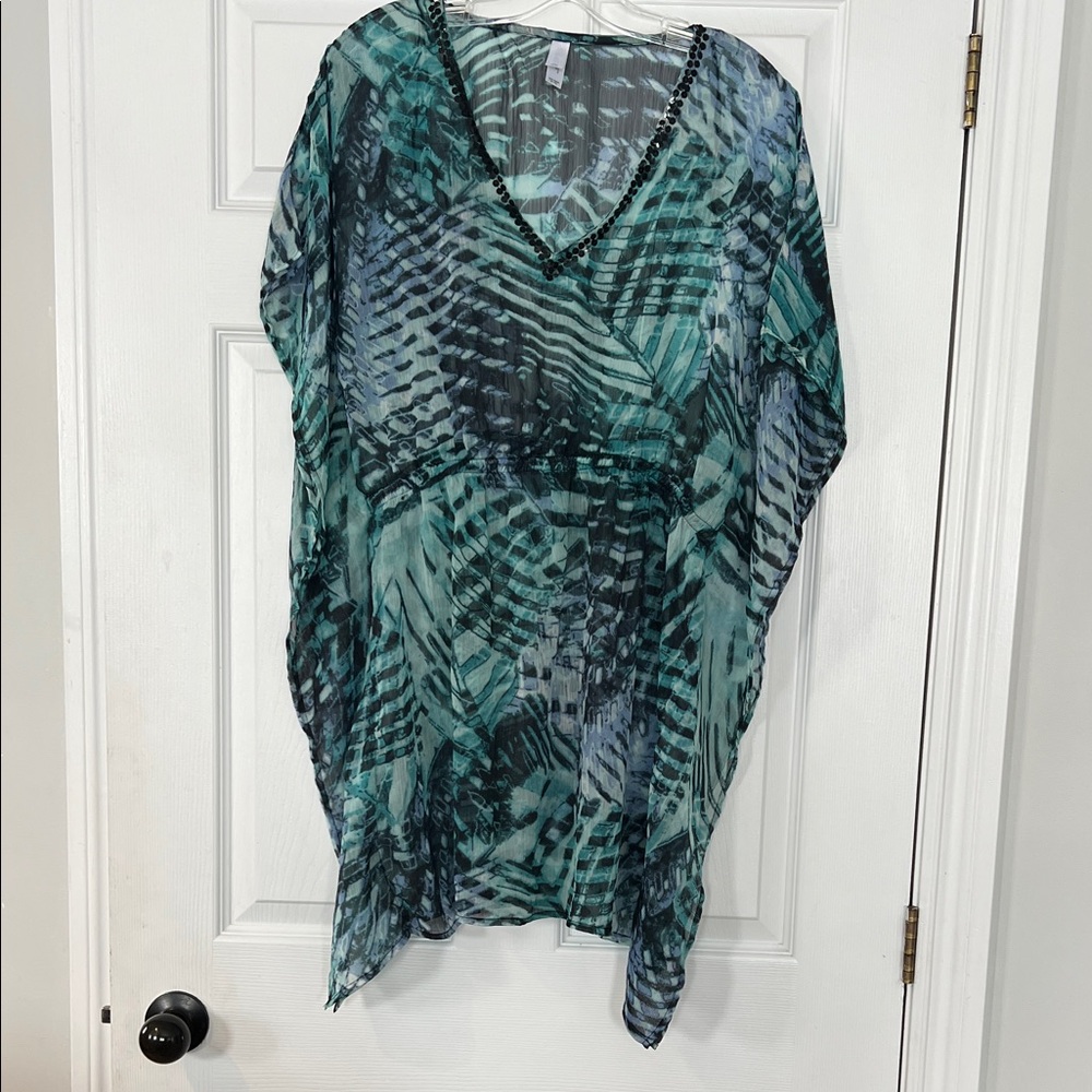 Swim cover up in Elegant Teal and Black